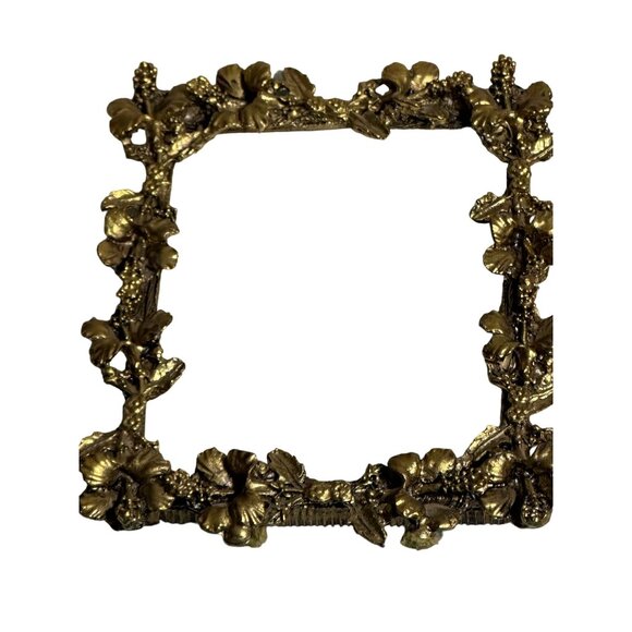 Gresco Other - Antique Gresco Ornate Floral Brass Picture Frame Velvet Back Easel Stand 50's